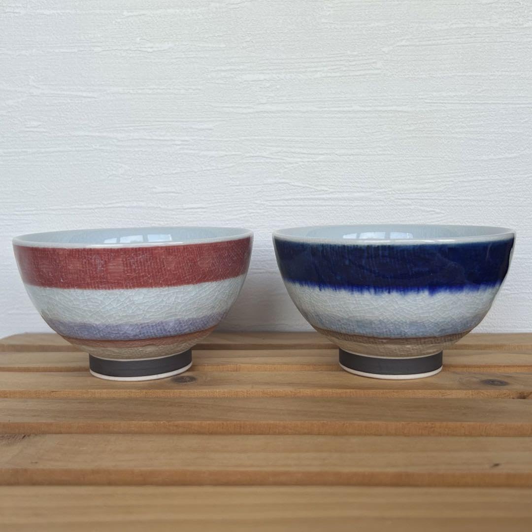 Amazon.co.jp: 波佐見焼 茶碗 グラデーション ブルー系 レッド系 2個